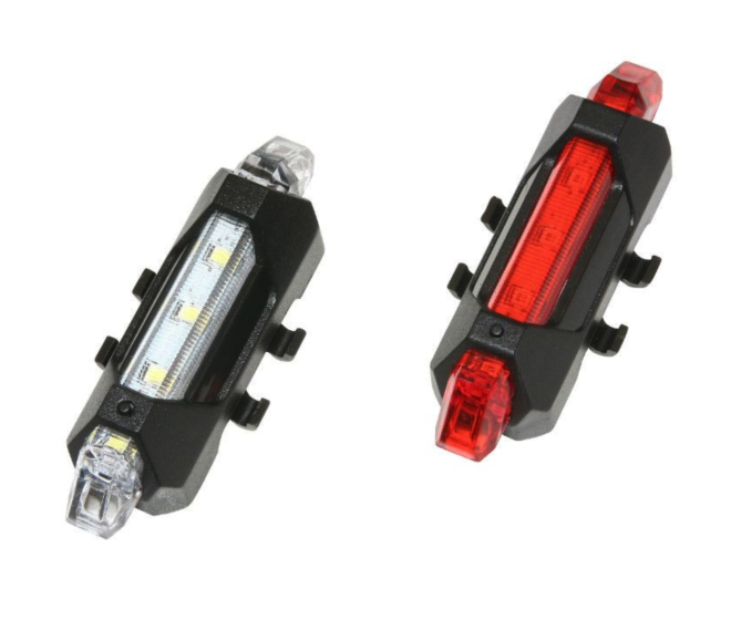Éclairage Vélo USB Kit Lens Sur Cintre/Tige De Selle 5 LEDS