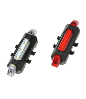 Éclairage Vélo USB Kit Lens Sur Cintre/Tige De Selle 5 LEDS