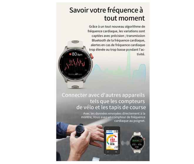 montre connectée / GPS / Bluetooth / waterproof Igpsport gris argent